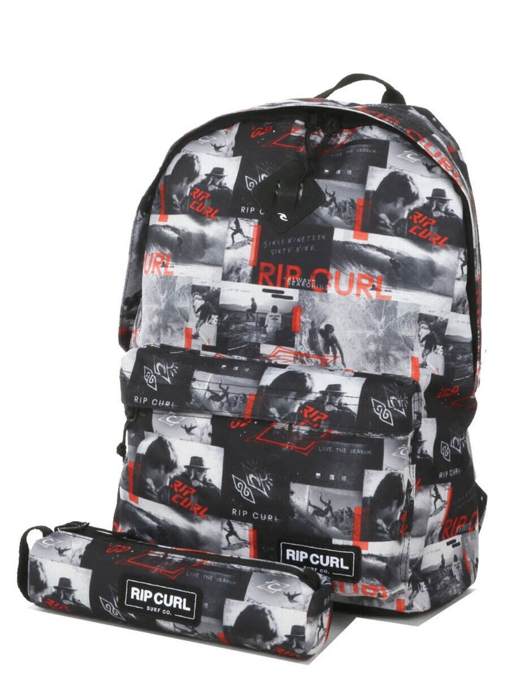 Rip Curl Dome 18L Backpack Bag With Pencil Case in Black/Grey